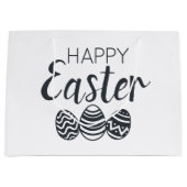 Grand Sac Cadeau Joyeux Oeufs de Pâques Noir blanc mignet (Devant)