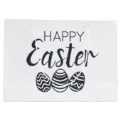 Grand Sac Cadeau Joyeux Oeufs de Pâques Noir blanc mignet (Dos)