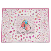Grand Sac Cadeau Joyeux Oeufs De Pâques Pink Speckles Moderne Chic (Devant)