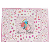 Grand Sac Cadeau Joyeux Oeufs De Pâques Pink Speckles Moderne Chic (Dos)
