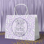 Grand Sac Cadeau Joyeux Pad en Tampon violet Première Période