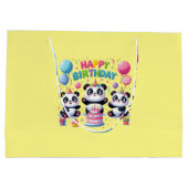 Grand Sac Cadeau Joyeux Pandas d'anniversaire (Dos)