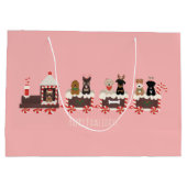 Grand Sac Cadeau Joyeux Pawlidays Chien Noël Train de vacances (Dos)