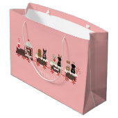 Grand Sac Cadeau Joyeux Pawlidays Chien Noël Train de vacances (Dos Angle)