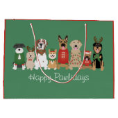 Grand Sac Cadeau Joyeux Pawlidays Chiens Red Green (Dos)