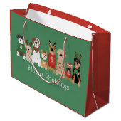 Grand Sac Cadeau Joyeux Pawlidays Chiens Red Green (Dos Angle)