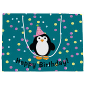 Grand Sac Cadeau Joyeux Penguin de fête d'anniversaire (Dos)