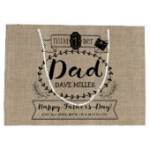Grand Sac Cadeau Joyeux Père de la Fête Numéro 1 Un Père Monogramme (Dos)