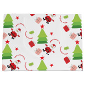 Grand Sac Cadeau Joyeux Père Noël Rouge Et Vert (Devant)