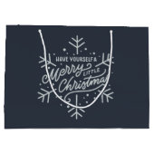 Grand Sac Cadeau Joyeux petit Noël - Flocon de neige (Dos)