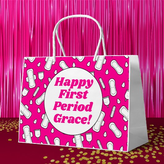 Grand Sac Cadeau Joyeux Premier Période Fête Hot Rose Cute Tampon P