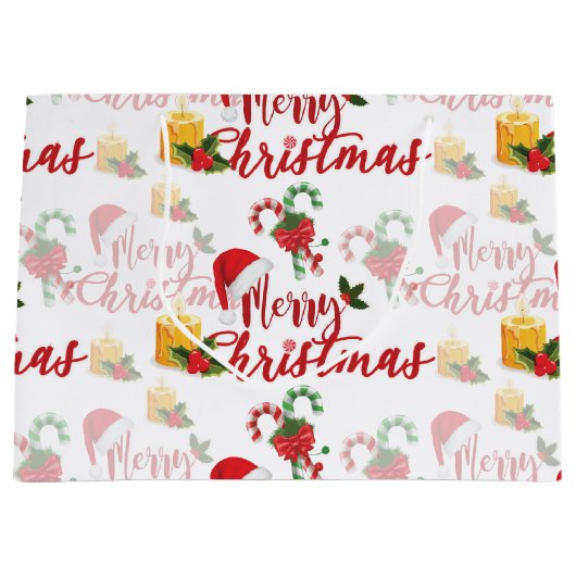 Grand Sac Cadeau Joyeux script de calgraphie de Noël (Devant)