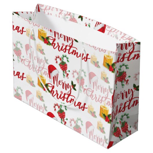 Grand Sac Cadeau Joyeux script de calgraphie de Noël (Dos Angle)