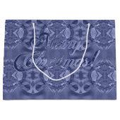 Grand Sac Cadeau Joyeux script de Noël Elegant Silver Blue (Devant)