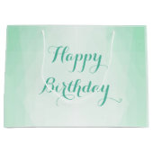 Grand Sac Cadeau Joyeux texte d'anniversaire Mint vert tendance Cou (Devant)