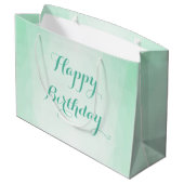 Grand Sac Cadeau Joyeux texte d'anniversaire Mint vert tendance Cou (Dos Angle)