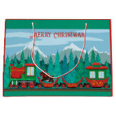 Grand Sac Cadeau Joyeux train de Noël (Devant)