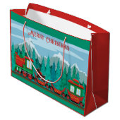 Grand Sac Cadeau Joyeux train de Noël (Dos Angle)