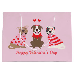 Grand Sac Cadeau Joyeux Valentines Day American Pit Bull Terriers