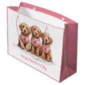 Grand Sac Cadeau Joyeux Valentines Day Goldendoodle Dogs (Dos Angle)