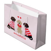 Grand Sac Cadeau Joyeux Valentines Day Labrador Retriever Dogs (Devant Angle)
