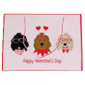 Grand Sac Cadeau Joyeux Valentines Day Mini Goldendoodle Chiens (Devant)