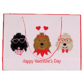 Grand Sac Cadeau Joyeux Valentines Day Mini Goldendoodle Chiens (Dos)