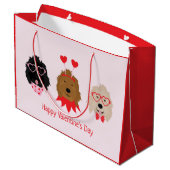 Grand Sac Cadeau Joyeux Valentines Day Mini Goldendoodle Chiens (Dos Angle)