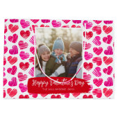 Grand Sac Cadeau Joyeux Valentines Jour Moderne Rouge Coeurs Rose P (Dos)