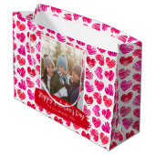 Grand Sac Cadeau Joyeux Valentines Jour Moderne Rouge Coeurs Rose P (Dos Angle)