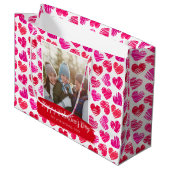 Grand Sac Cadeau Joyeux Valentines Jour Moderne Rouge Coeurs Rose P (Devant Angle)