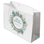 Grand Sac Cadeau Joyeux Vêtements de Noël Succursale White Mint (Dos Angle)