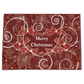 Grand Sac Cadeau Joyeux voeux de Noël avec arcs et étoiles (Devant)