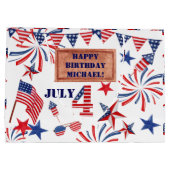 Grand Sac Cadeau Juillet Joyeux Anniversaire Ajouter NOM Étoile pat (Dos)