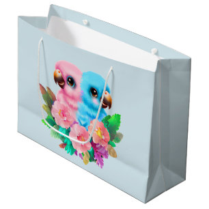 Grand Sac Cadeau Jumeaux de perroquets pour bébés