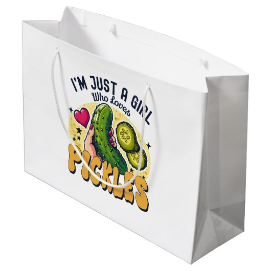 Grand Sac Cadeau Juste Une Fille Qui Aime Les Pickles - Végétan Drô (Dos Angle)