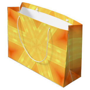 Grand Sac Cadeau Kaleidoscope Jaune clair et lignes