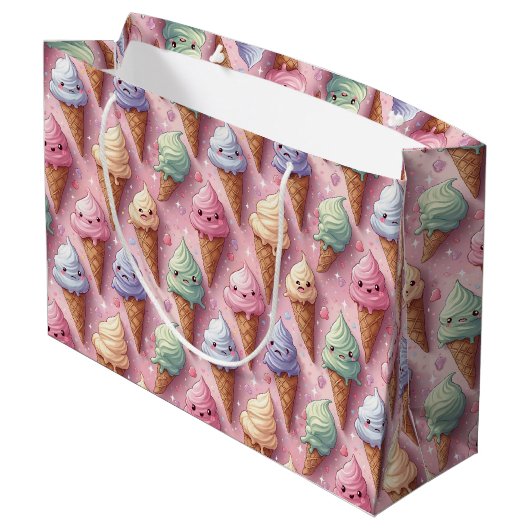 Grand Sac Cadeau Kawaii Art Ice Cream Cones (Dos Angle)