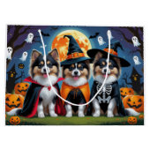 Grand Sac Cadeau Keeshond Chiens Citrouille Halloween Funny (Dos)
