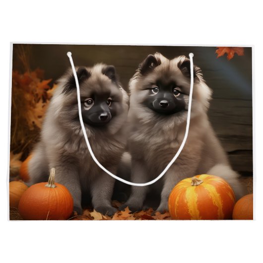 Grand Sac Cadeau Keeshond Chiot Automne Citrouille délice (Dos)
