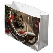 Grand Sac Cadeau keeshond Festive de Noël de chien (Dos Angle)