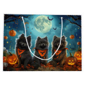 Grand Sac Cadeau Keeshond Halloween Éffrayant (Dos)