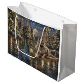 Grand Sac Cadeau Keeshond Noël Festive Voyage (Devant Angle)