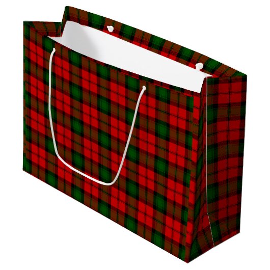 Grand Sac Cadeau Kerr tartan rouge vert plaid (Devant Angle)