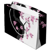 Grand Sac Cadeau Kimono japonais Sakura noir et blanc (Dos Angle)