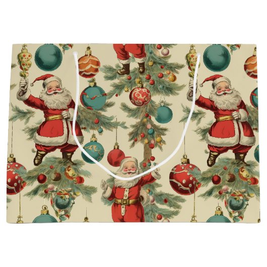 Grand Sac Cadeau Kitschy Santa and Ornaments (Devant)