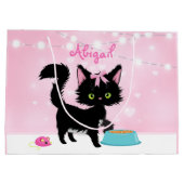 Grand Sac Cadeau Kitten Cat Pink et White Girly (Dos)