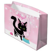 Grand Sac Cadeau Kitten Cat Pink et White Girly (Dos Angle)