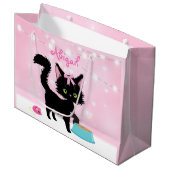 Grand Sac Cadeau Kitten Cat Pink et White Girly (Devant Angle)