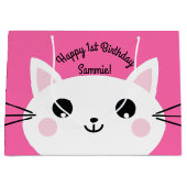 Grand Sac Cadeau Kitty Chat Anniversaire Fête Enfants (Devant)